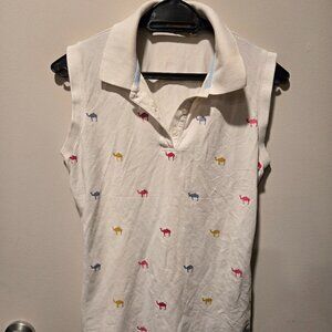 Collared Sleveless Blouse with Sparkly Camels